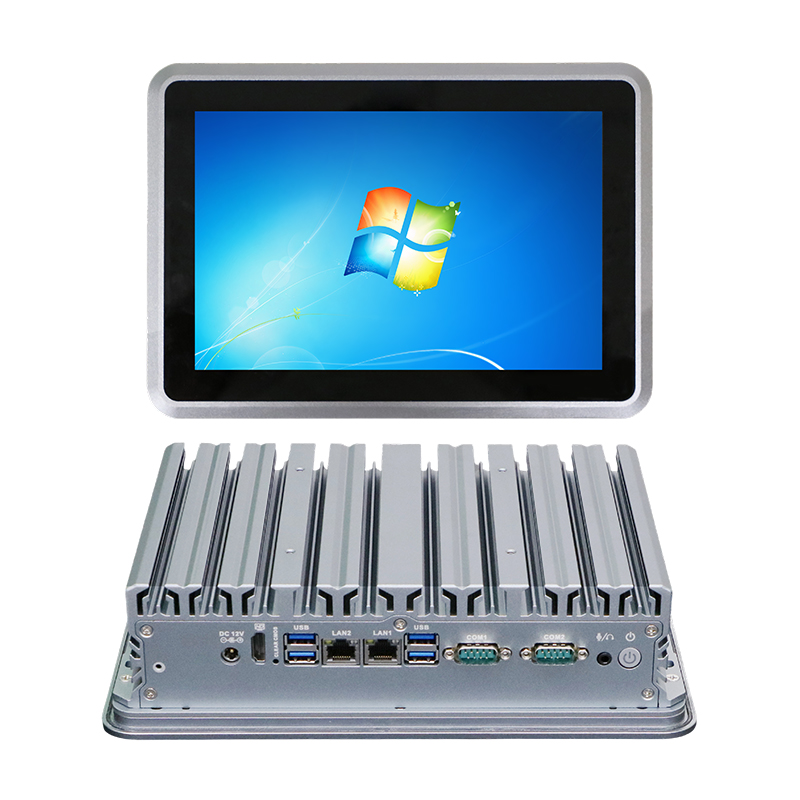 10.1 inch Fanless Aluminum Alloy IP65 Industrial All in One Computer with 4 COM Dual LAN Intel Core 12V