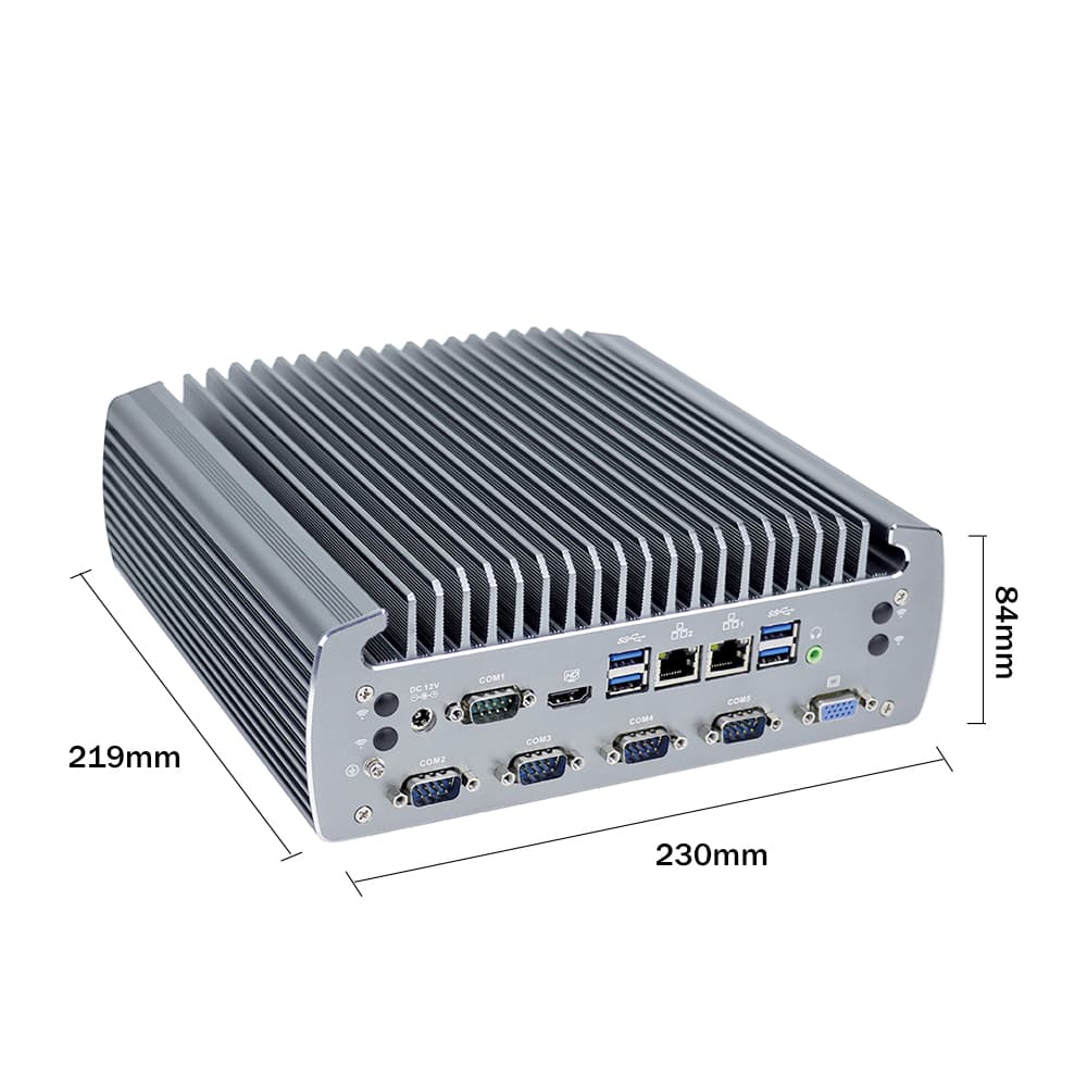 Intel Core i7 Fanless Rugged Industrial Computer with 6 COM Ports and Wide Voltage Support