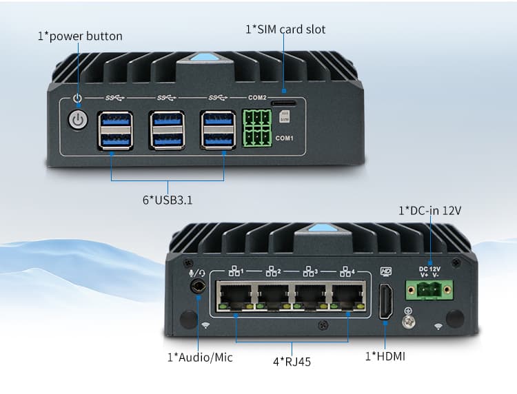 Fanless Multi-LAN industrial linux computer applications