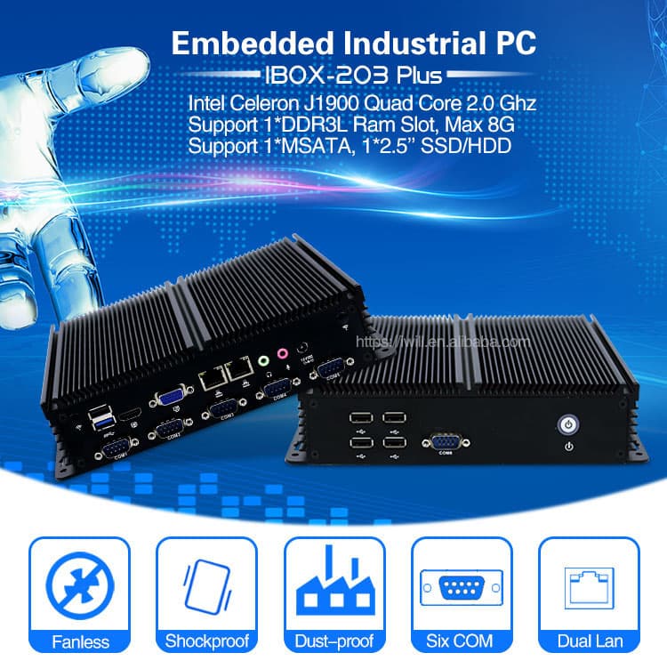 Fanless IPC Industrial Computer 6*COM Ports Applications