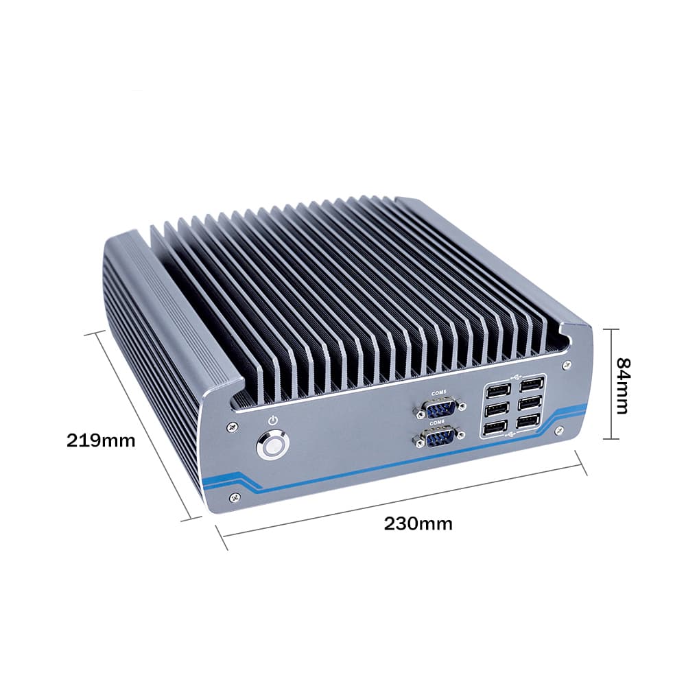 Fanless Industrial Desktop PC 6 COM Ports Dual HDMI Intel 8th Gen Core i7