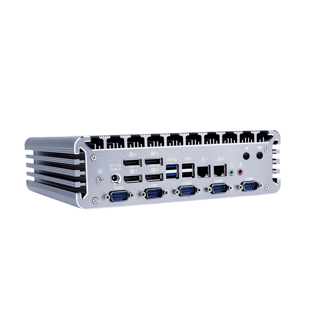 4 Display Splitting Industrial Desktop Computer AMD Ryzen V1605B Fanless Design 6 COM Ports