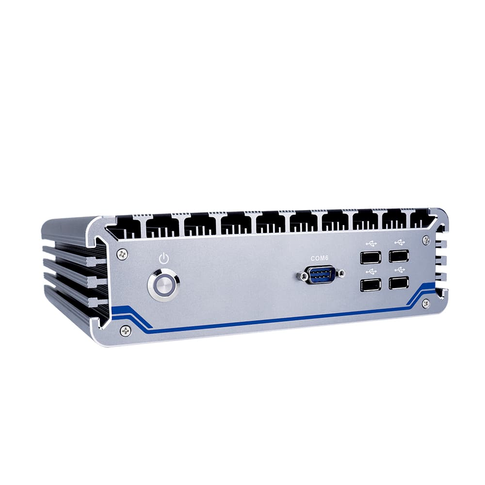 4 Display Splitting Industrial Desktop Computer AMD Ryzen V1605B Fanless Design 6 COM Ports