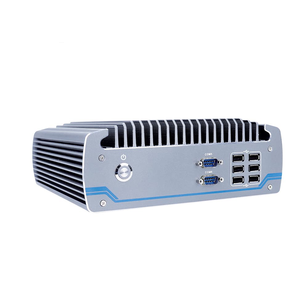 Fanless Industrial Desktop PC 6 COM Ports Dual HDMI Intel 8th Gen Core i7