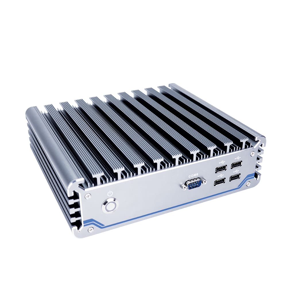 4 Display Splitting Industrial Desktop Computer AMD Ryzen V1605B Fanless Design 6 COM Ports
