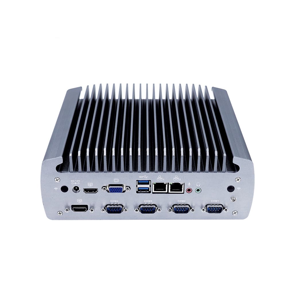 Fanless Industrial Desktop PC 6 COM Ports Dual HDMI Intel 8th Gen Core i7