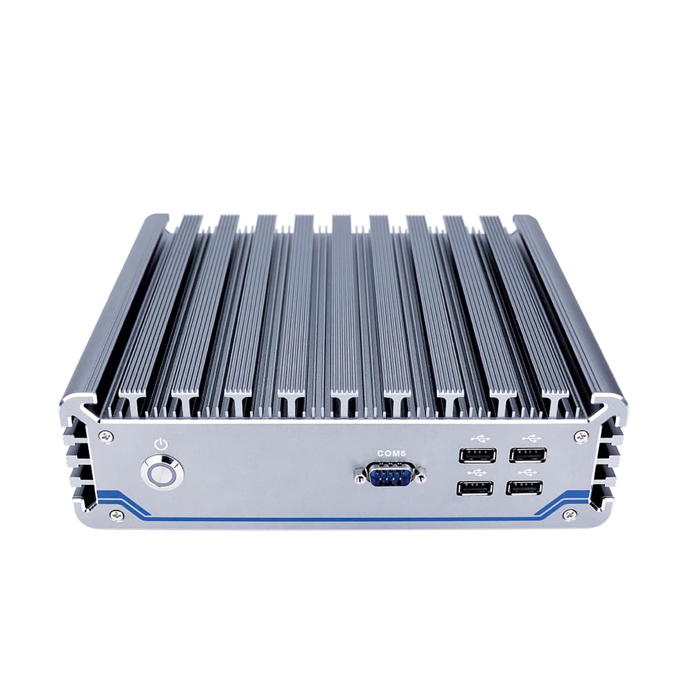 4 Display Splitting Industrial Desktop Computer AMD Ryzen V1605B Fanless Design 6 COM Ports