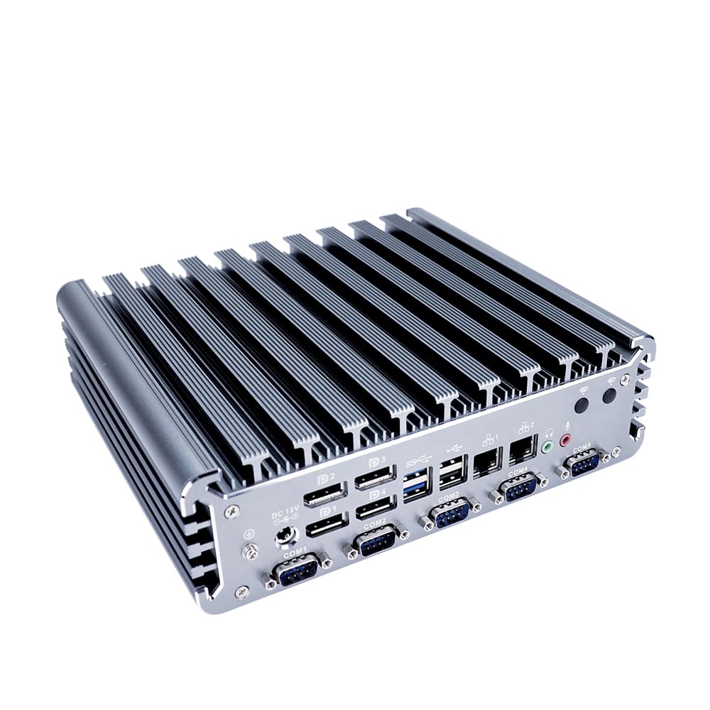 custom 4 Display Splitting Industrial Desktop Computer AMD Ryzen V1605B Fanless Design 6 COM Ports online