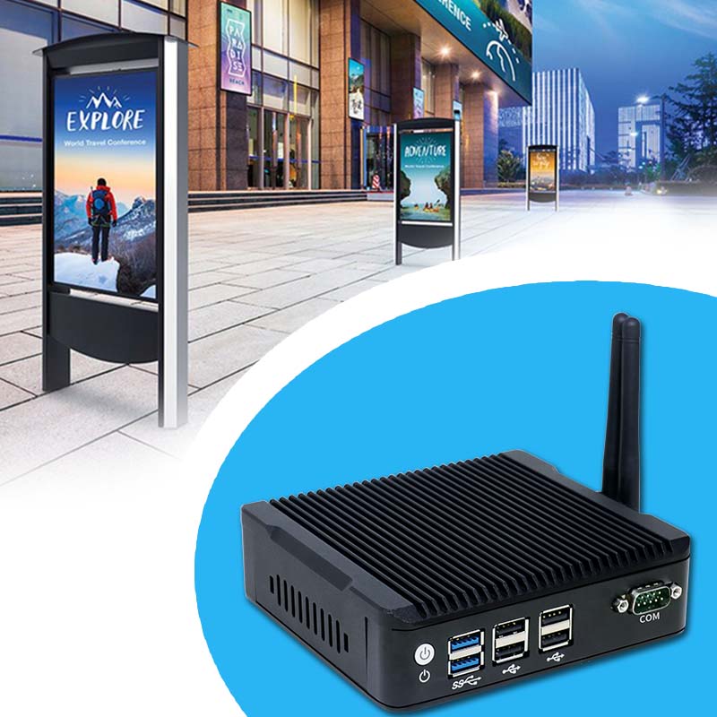 Fanless 4K Triple Display NUC Industrial Computer Intel Quad Core Mini PC with Dual LAN & Dual Storage Support