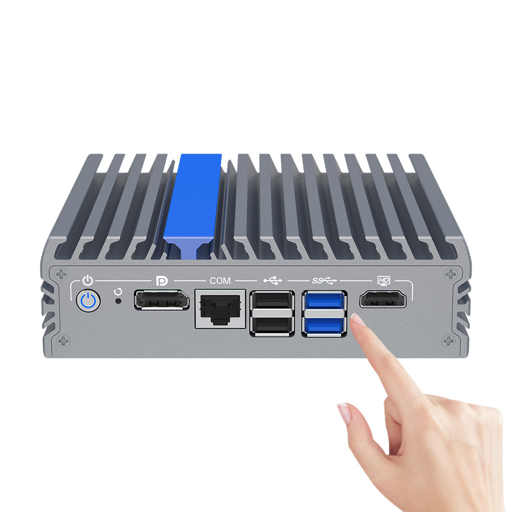 2.5G Quad LAN Small Industrial Computer Intel 12th Gen Fanless Design 4K Dual Display
