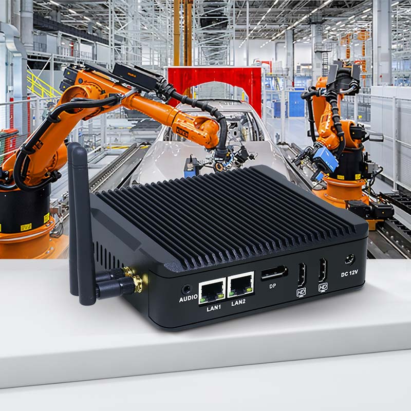 Fanless 4K Triple Display NUC Industrial Computer Intel Quad Core Mini PC with Dual LAN & Dual Storage Support