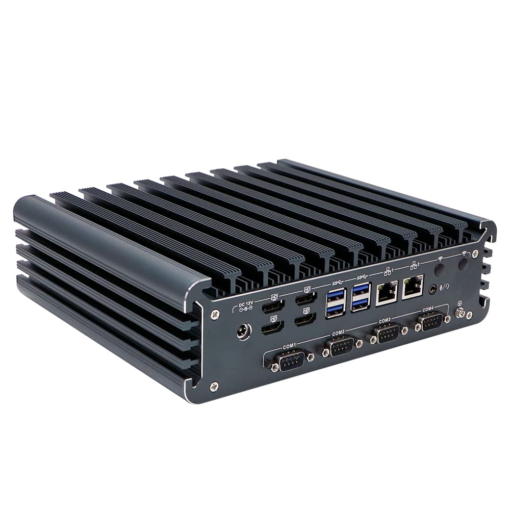 Fanless Quad HDMI Display i7 Industrial PC Alder Lake i7-1355U Rugged Desktop Computer with 4*USB3.0