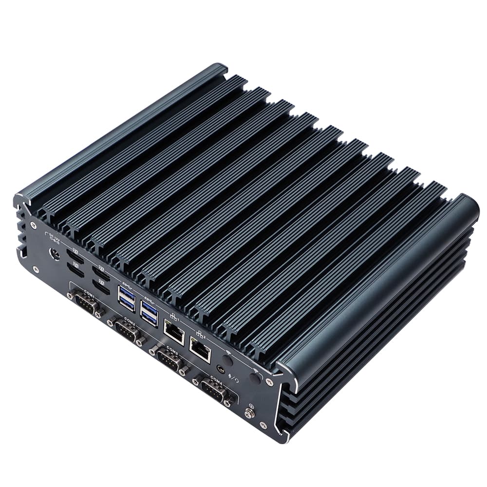 Fanless Quad HDMI Display i7 Industrial PC Alder Lake i7-1355U Rugged Desktop Computer with 4*USB3.0