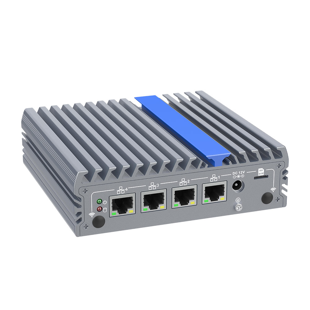 2.5G Quad LAN Small Industrial Computer Intel 12th Gen Fanless Design 4K Dual Display