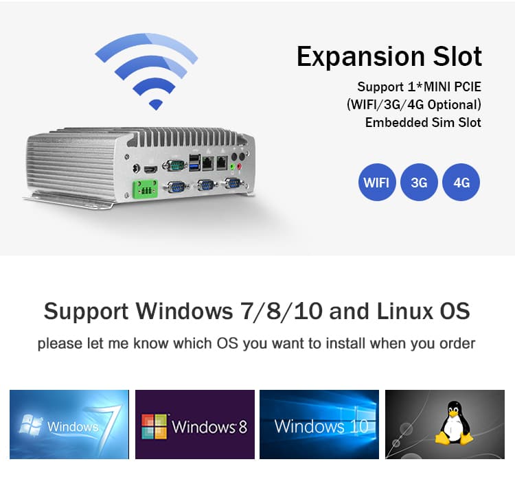 6 COM Ports Fanless Industrial Mini PC Specifications