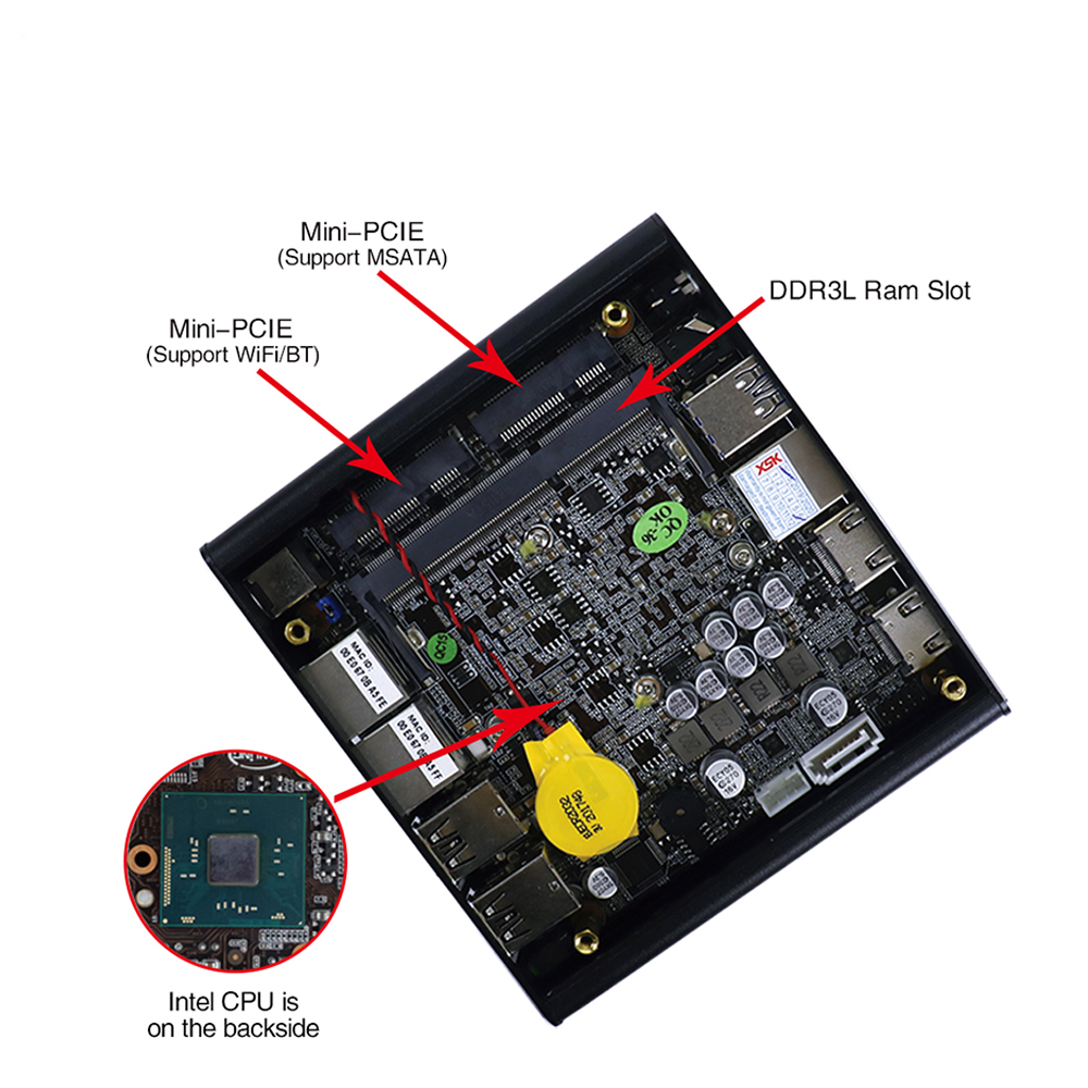Micro Firewall Appliance NUC Industrial Computer Fanless J3060 Mini PC with Dual Intel LAN & Dual HDMI Display