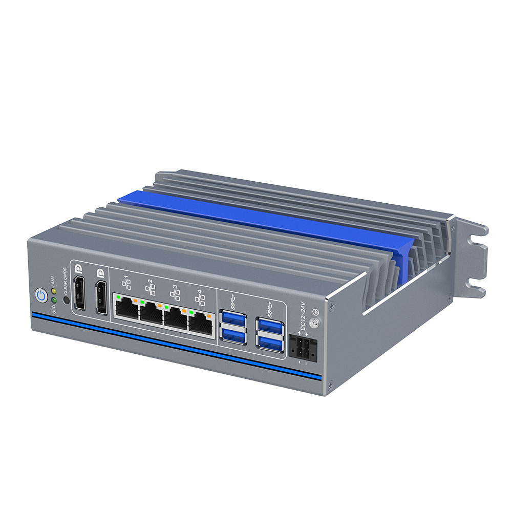DDR5 4800MHz Core i7 Industrial Mini PC Book Type Fanless Design Quad LAN vPro Gateway