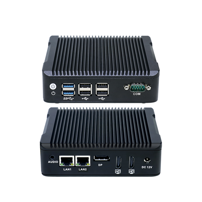 4K Triple Display Industrial Mini PC Fanless Intel Pentium J3710 Embedded Computer Rugged Dual LAN Gateway