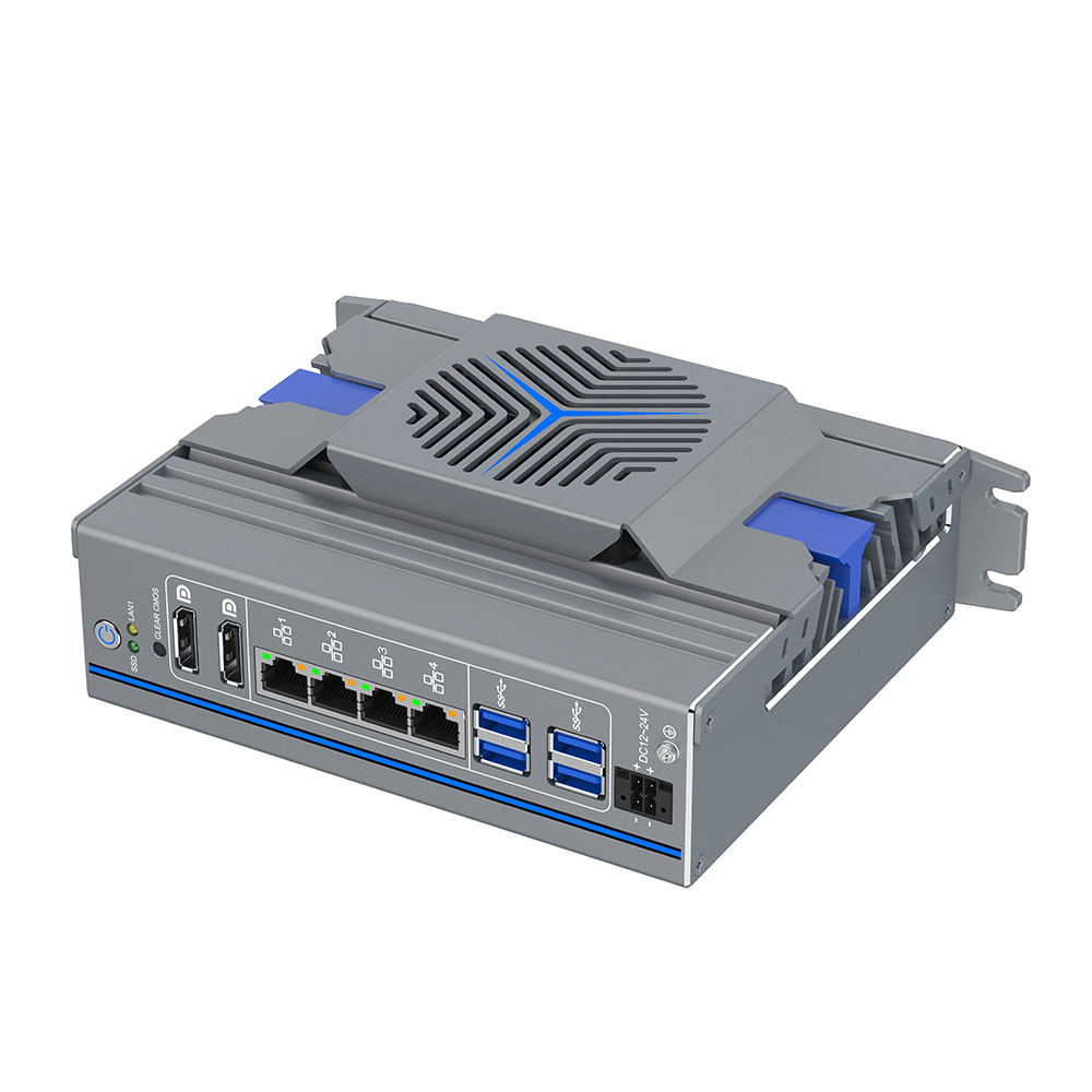 custom DDR5 4800MHz Core i7 Industrial Mini PC Book Type Fanless Design Quad LAN vPro Gateway online